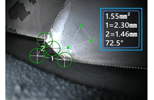 區(qū)域與測量平面配合，測量葉尖掉塊的大小