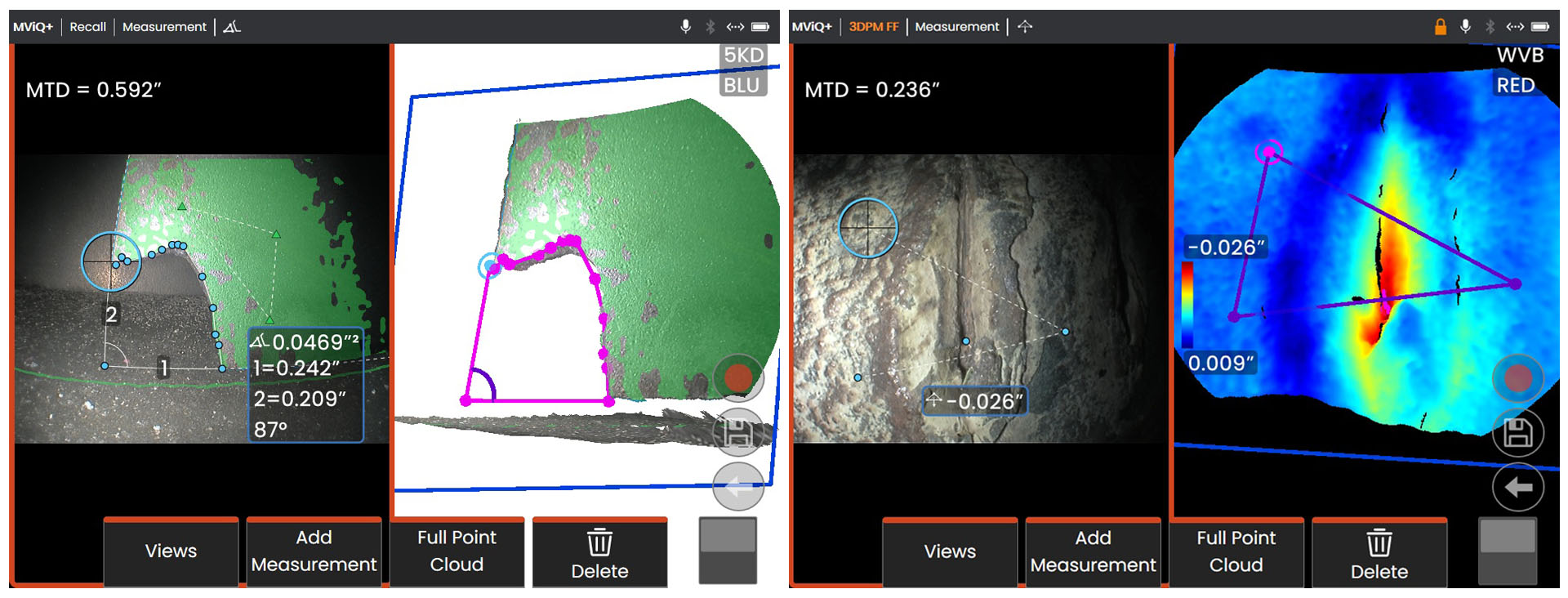MVIQ+工業(yè)視頻內窺鏡的葉片缺失角測量及深度測量
